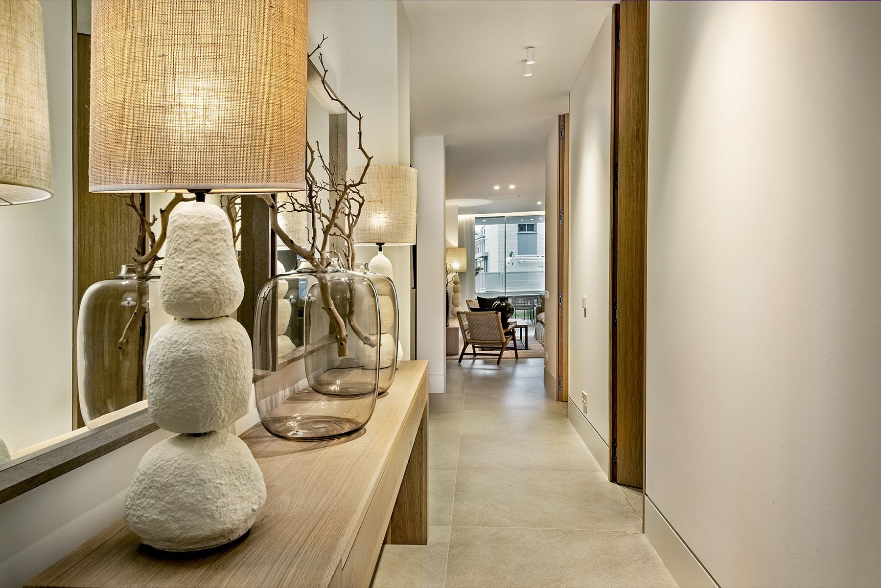 Hallway with console and mirror