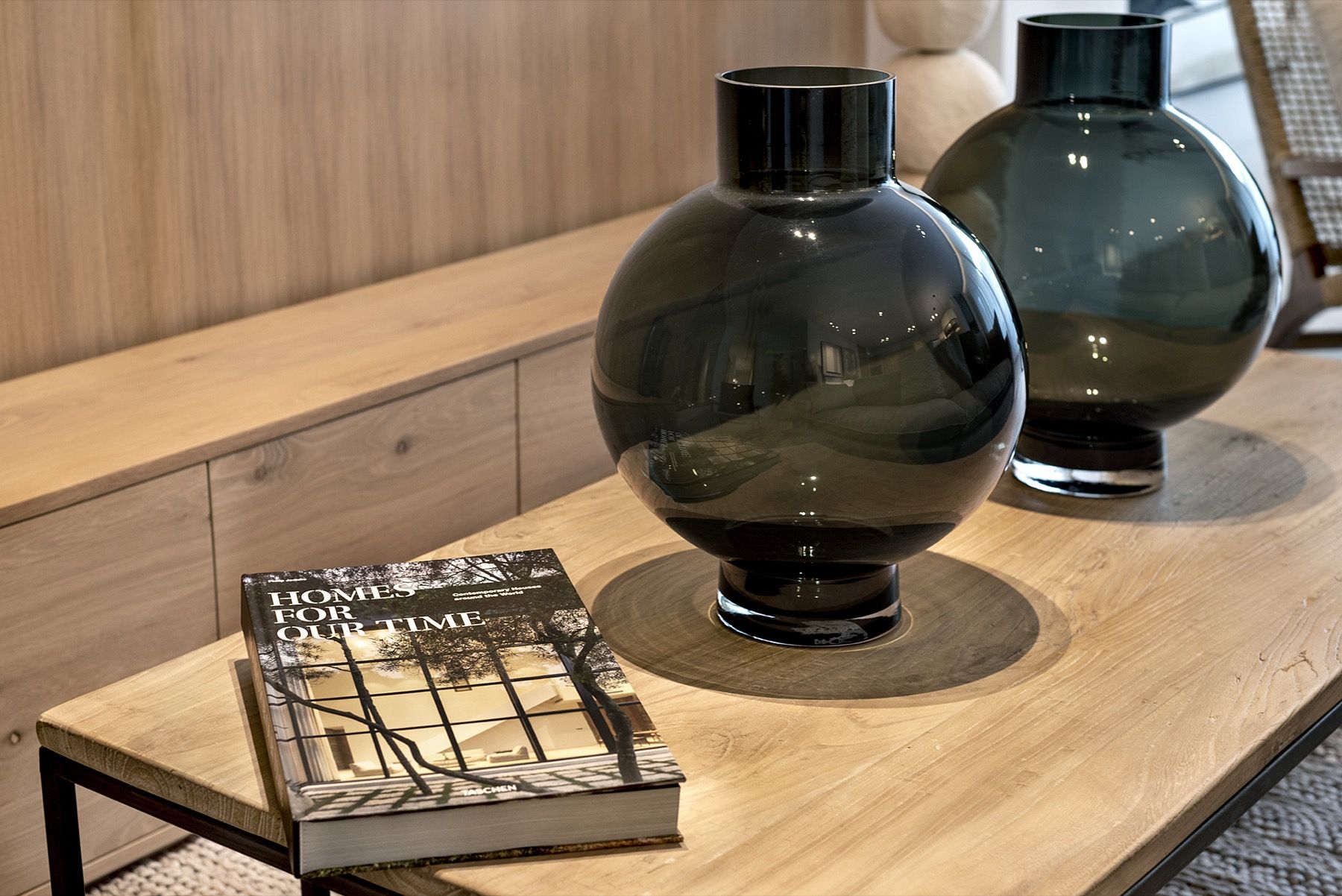 Detail: vases on an oak sideboard