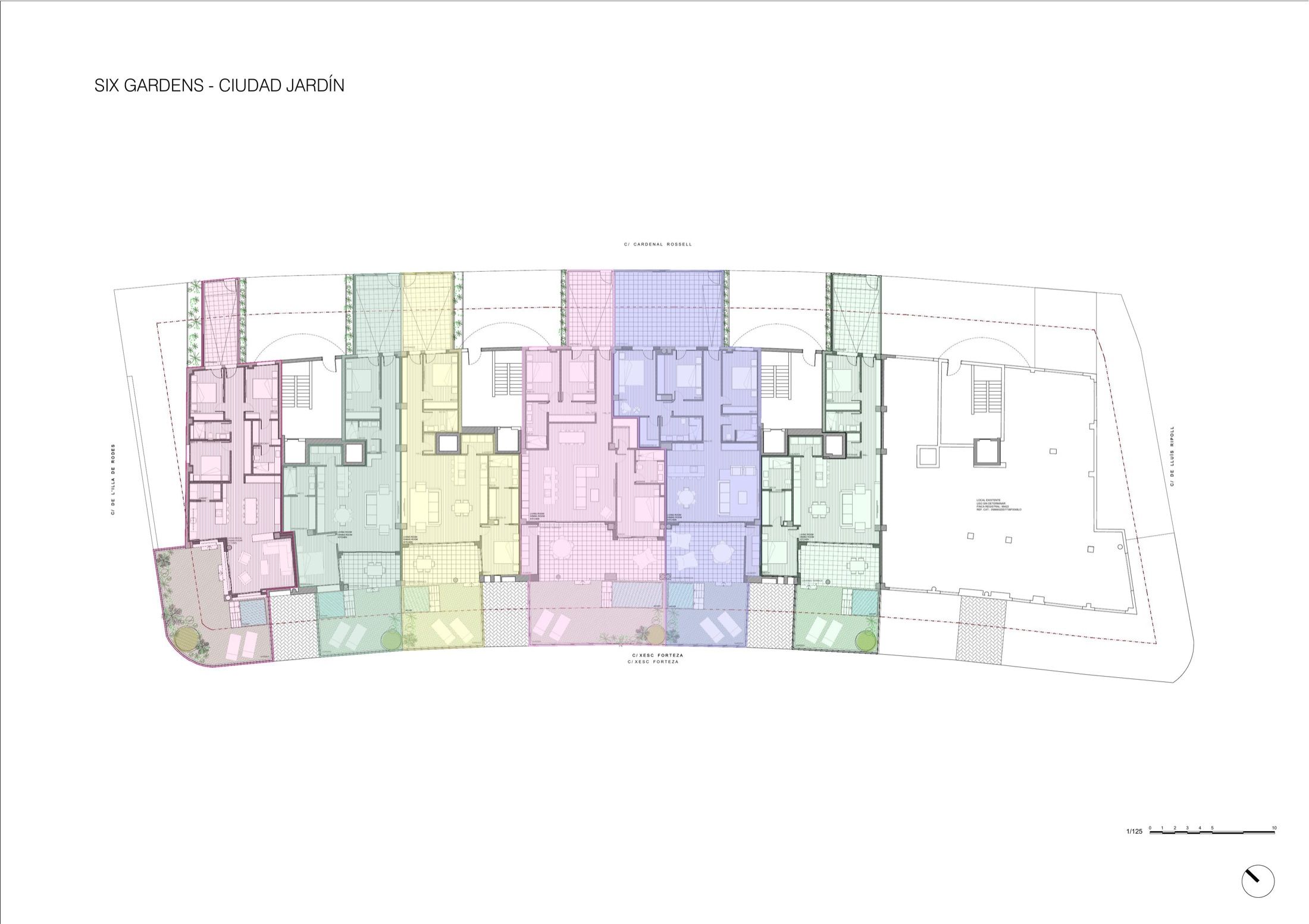 Site plan of the six garden residences